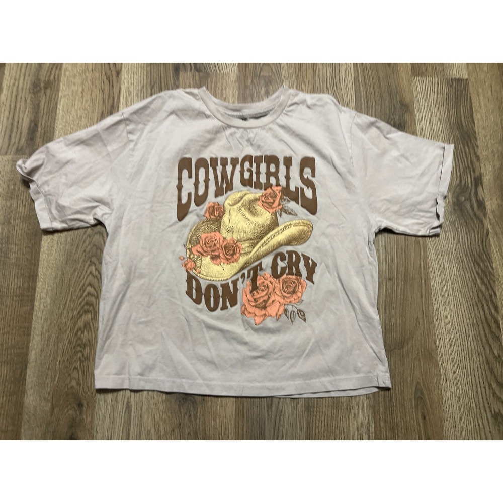 Organic Collective Shirt, Women's Size Small, Cowgirls Don't Cry